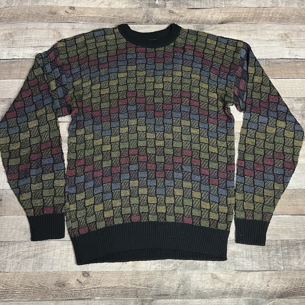 Alan Stuart Sweater Men's Size Large Vintage Knitted Geometric